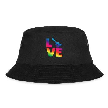 Liebe Zum Maler: Farbenfrohes Motiv - Bucket Hat - Schwarz - Vorne - Lela (165cm)