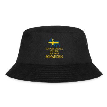 Ich muss gar nix - Ich muss nur nach Schweden - Bucket Hat - Schwarz - Vorne - Lela (165cm)