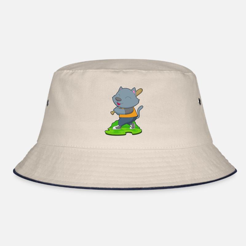 Cat Baseball Baseball Bat Bucket Hat