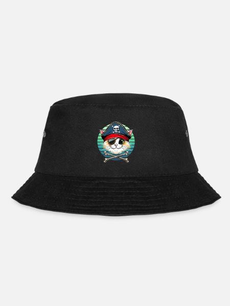 Karneval Katze Pirat Kostüm Kinder Alaaf Helau - Bucket Hat - Schwarz