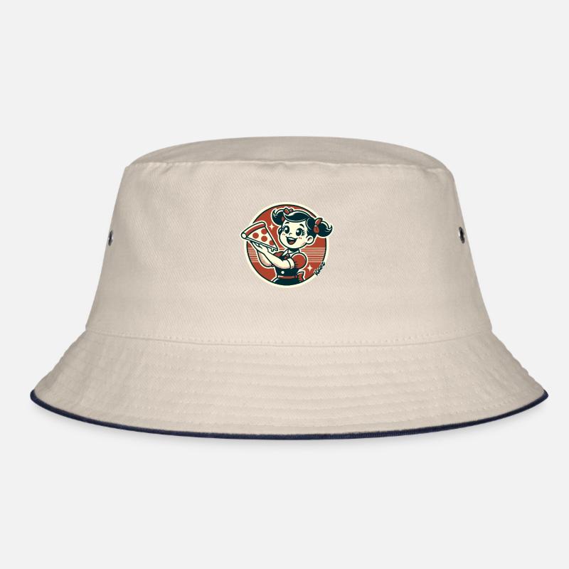 Kleines Mädchen mit Pizza Bucket Hat