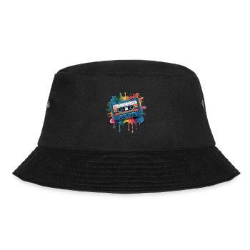 80s Retro Cassette Splash Classic Cassette Tape - Bucket Hat - Schwarz - Vorne - Lela (165cm)