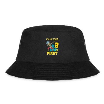 Kids Pirate 3 Years Birthday Dabbing Skeleton - Bucket Hat - black - Front - Lela (165cm)
