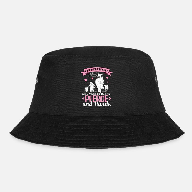 Einfaches Mädchen Pferde - Bucket Hat - Schwarz