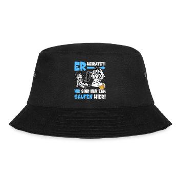 JGA T-Shirt Männer Junggesellenabschied Poltern - Bucket Hat - Schwarz - Vorne - Lela (165cm)