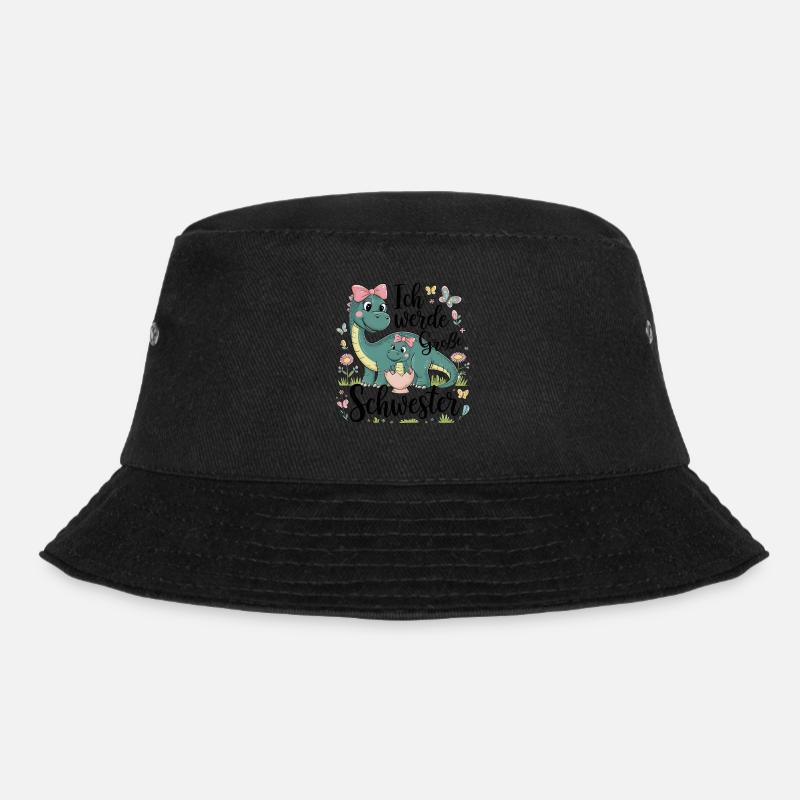 Ich werde eine große Schwester Dinosaurier - Bucket Hat - Schwarz
