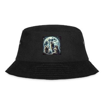 Three Raccoons Howl to the Moon Fantasy Art - Bucket Hat - black - Front - Lela (165cm)