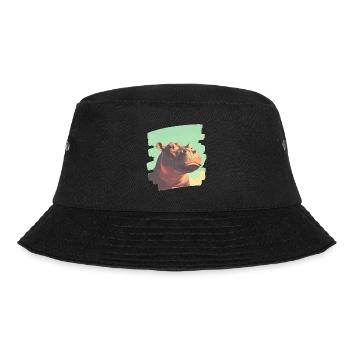 Nilpferd Retro - Bucket Hat - Schwarz - Vorne - Lela (165cm)