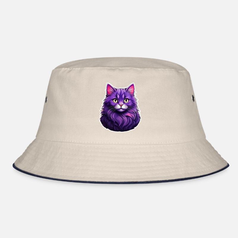 Cat Modern Design Purple Bucket Hat