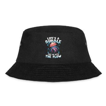 Life's a Bubble Just Go With The Flow - Bucket Hat - Schwarz - Vorne - Lela (165cm)