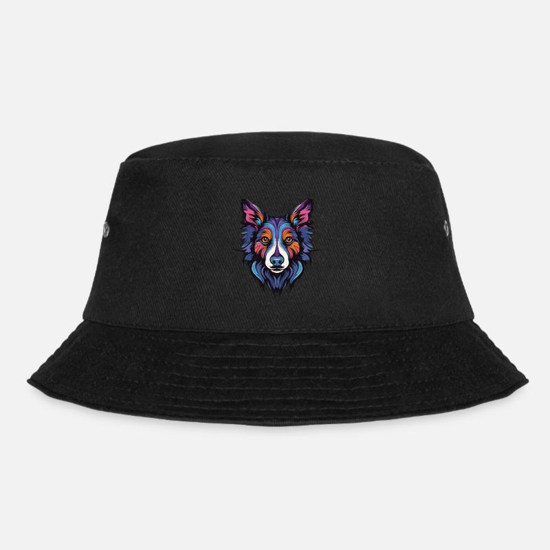 Border Collie Hund Portrait - Bucket Hat - Schwarz