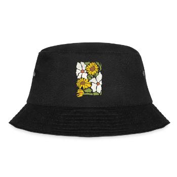 Boho Wildflowers with Sunflowers and Daisies - Bucket Hat - black - Front - Lela (165cm)