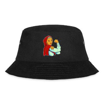 Frau mit Kopftuch - Bucket Hat - Schwarz - Vorne - Lela (165cm)