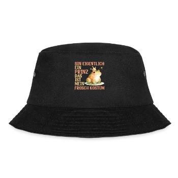 Karneval Frösche BIN EIGENTLICH EIN PRINZ FROSCH - Bucket Hat - Schwarz - Vorne - Lela (165cm)