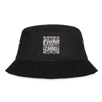 Häkeln ist mein Fitnessprogramm - Bucket Hat - Schwarz - Vorne - Lela (165cm)