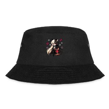 Chibi Kawaii Emo Pastell Goth Girl Anime - Bucket Hat - Schwarz - Vorne - Lela (165cm)