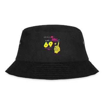 Ich bin nicht 70, ich bin 69 + Mittelfinger - Retro 1955 - Bucket Hat - Schwarz - Vorne - Lela (165cm)