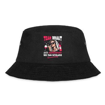 Junggesellenabschied Frauen T-Shirt JGA Team Braut - Bucket Hat - Schwarz - Vorne - Lela (165cm)