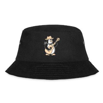 Lustiger Pinguin Mit Gitarre Und Hut Für Musikfans - Bucket Hat - Schwarz - Vorne - Lela (165cm)