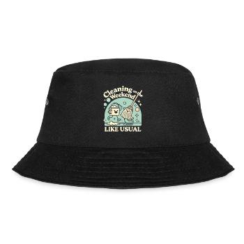 Putzen am Wochenende wie immer - Bucket Hat - Schwarz - Vorne - Lela (165cm)