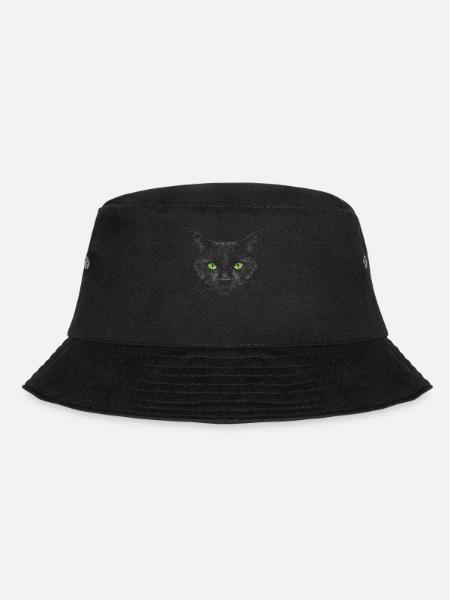 Schwarze Katze Grüne Augen - Bucket Hat - Schwarz
