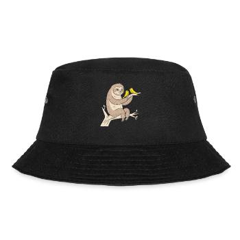 Cozy sloth with birds illustration - Bucket Hat - black - Front - Lela (165cm)