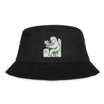 Entspannter Faultier Veganer Vegetarier Genuss - Bucket Hat - Schwarz - Vorne - Lela (165cm)