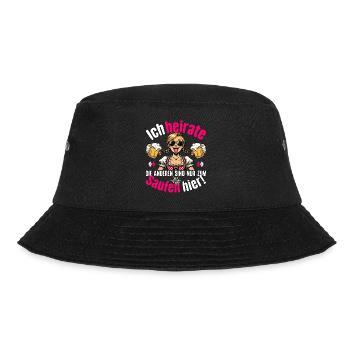 JGA Braut T-Shirt Junggesellenabschied Frauen JGA - Bucket Hat - Schwarz - Vorne - Lela (165cm)
