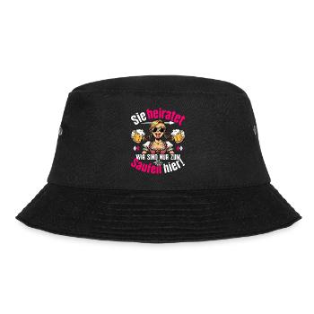 JGA Frauen T-Shirt Junggesellenabschied Poltern - Bucket Hat - Schwarz - Vorne - Lela (165cm)