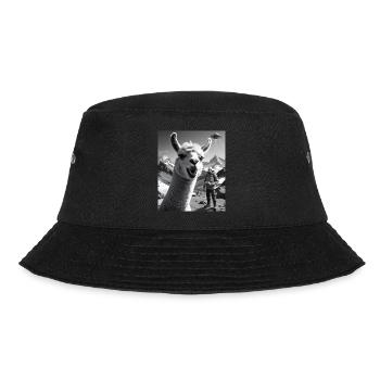 Lama macht ein Selfie in den Bergen mit Alien Ufo - Bucket Hat - Schwarz - Vorne - Lela (165cm)