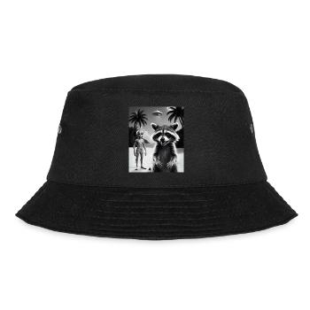 Waschbär macht ein Selfie am Strand mit Alien - Bucket Hat - Schwarz - Vorne - Lela (165cm)
