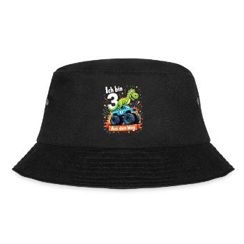 Dinosaur 3rd Birthday Monster Truck - Bucket Hat - black - Front - Lela (165cm)