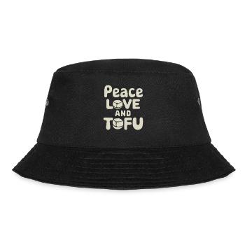 Peace Love and Tofu Vegan Vegetarian - Bucket Hat - black - Front - Lela (165cm)