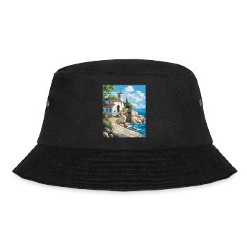 Christian Church by the Sea in Greece - Bucket Hat - black - Front - Lela (165cm)