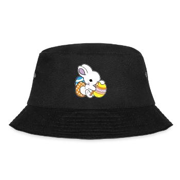 Osterhase Bemalt Ostereiger Eierbemalen - Bucket Hat - Schwarz - Vorne - Lela (165cm)