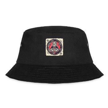 Intensiver Gamer im Anzug und Retro-Style - Bucket Hat - Schwarz - Vorne - Lela (165cm)