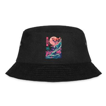 Fox Red Fox Animal Japanese Surfing Beach Wave - Bucket Hat - black - Front - Lela (165cm)