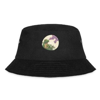 Weed‑rauchender Froschkönig: Stoned Quak - Bucket Hat - Schwarz - Vorne - Lela (165cm)