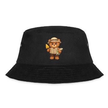 Teddybär Archäologe - Bucket Hat - Schwarz - Vorne - Lela (165cm)