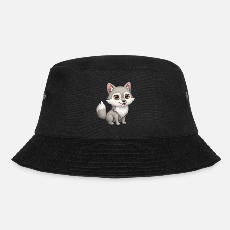 Animal Cartoon Wolf - Bucket Hat - black
