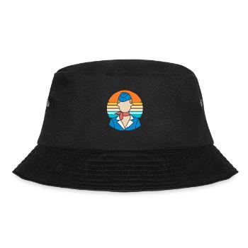 Stewardess Flugbegleiter - Bucket Hat - Schwarz - Vorne - Lela (165cm)