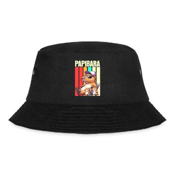 Papibara Capybara Papa Vater - Bucket Hat - Schwarz - Vorne - Lela (165cm)