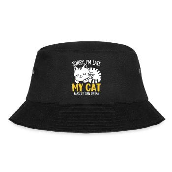 Sorry I'm Late My Cat Was Sit On Me Lustige Katze - Bucket Hat - Schwarz - Vorne - Lela (165cm)