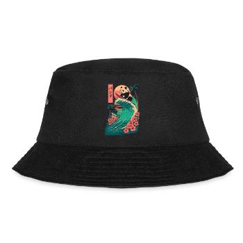 Panda Bear Animal Japanese Surfing Flower Sunset - Bucket Hat - black - Front - Lela (165cm)