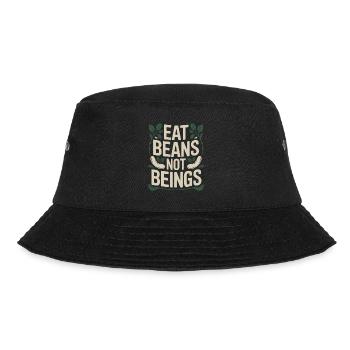 Eat Beans Not Beings Tiere Bohnen Vegetarier Vegan - Bucket Hat - Schwarz - Vorne - Lela (165cm)