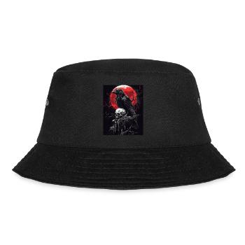 Raven Skull Moon Dark Gothic Black Crow - Bucket Hat - black - Front - Lela (165cm)