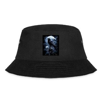 Raven Skull Moon Dark Gothic Black Crow - Bucket Hat - black - Front - Lela (165cm)