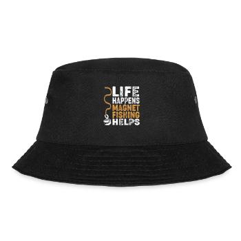 Magnet Angeln Angler Magnetangeln - Bucket Hat - Schwarz - Vorne - Lela (165cm)