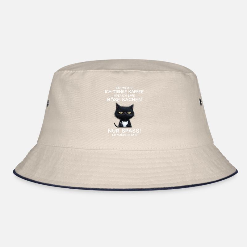 Schwarze Katze mit Kaffee und Todesblick Bucket Hat