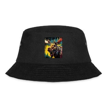 Elch Porträt - Bucket Hat - Schwarz - Vorne - Lela (165cm)